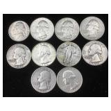 9-Silver quarters and 1961 nickle 90% silver quar