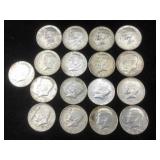 17-Silver Kennedy Half dollars 40% Silver