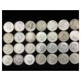 28 Silver Kennedy Half dollars 40% Silver
