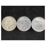 3-Silver Peace dollars