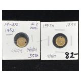 2-1852-1853 gold $1 coin US gold