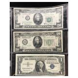 1957 $1certificate 1934 ,63 $20 bills crisp