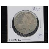 1832 Silver half dollar