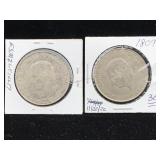 2-Mex Silver coins 1831 1809