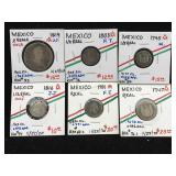 6-mexican silver 1745,1803,1819,1747,1781,1816