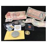 Bag of tokens coins stamps