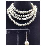 Pearl necklaces and earrings