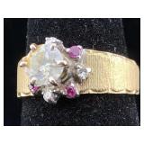 14K Gold red white gemstomes 5.5g sz 6
