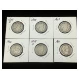 6-Silver barber Quarters