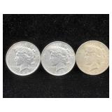 3-Silver Peace dollars