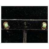 18K Gold earrings jade 1.4g