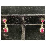 10K Gold Earrings garnet diamonds 1.7g