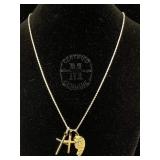 14K Gold necklace w/ 3 charms 8 g 22"