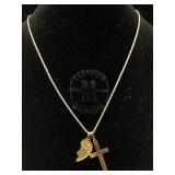 14K Gold necklace w/ 2 charms 6.2g 20"