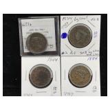 4-large cents 1834,44,54,51