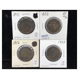4-large cents 1856,53,43,52