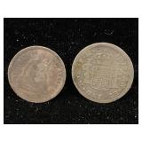 1862 Half dime and 1800 Reale Silver