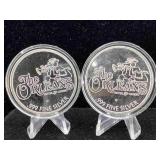 2-2oz 999 Silver rounds THE ORLEANS 4oz total