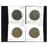 4-large cents 1817,18,31,33