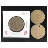 3-large cents 1825,51,55