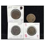 4-large cents 1847,29,45,52