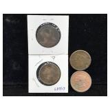 4-large cents 1853,51 + one brittish