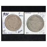 2-1921-1878 Silver Morgan dollar