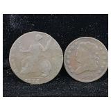 1775 & 1829 British half penny coins