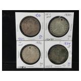 4-Silver bust half silver dollars 1834.36.30