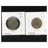 2-Half cents 1804,1806