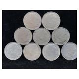 9-German 2 Mark Nazi Silver Coins