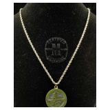 10K Gold necklace chain jade pendant 10.5g