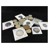 bag of foreign coins some silver