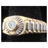 14K Gold "rolex style " ring .20ct Diamonds  7.8g