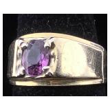 14K Gold ring amethest 5.5g sz 7