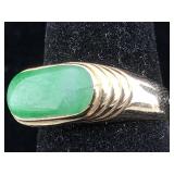 14K Gold Ring jade 3.2g sz 6