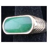 14K Gold Ring jade 12.5g sz 7