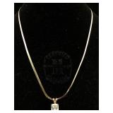 14k Gold necklace chain crystal pendant 5.7g 18"