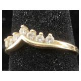 14K Gold Ring cz crystal 2.7g sz 9