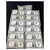13-Silver certificates $1 certificates