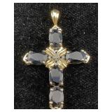 10K Gold Cross sapphires 3g