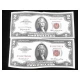 1953 &1962 $2 Bills US Currency