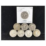 6-Standing liberty & 2 washingtom quarters