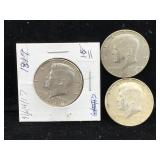 3-40% Silver Kennedy Half Dollars