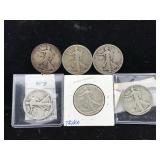 6-Walking Liberty Half Dollars