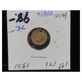 1851 U.S. $1 Gold Coin - Drilled