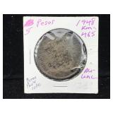 1948 Spanish Reale silver coin pendant