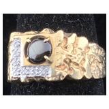 10K Gold ring star sapphire diamonds 4.8g sz7.5