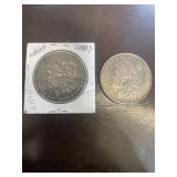 2-Silver Morgan dollars 1896-1880-o