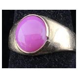 10K Gold Ring pink cabachon 4.6g sz 7